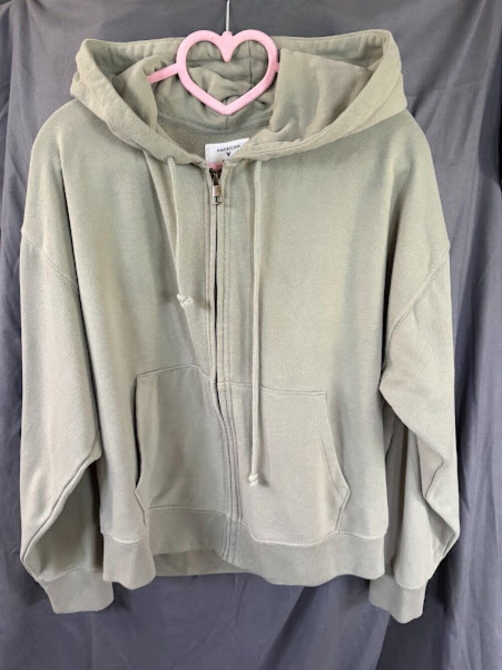 American Eagle AE Oversized Full Zip Hoodie Size Small Sage Green